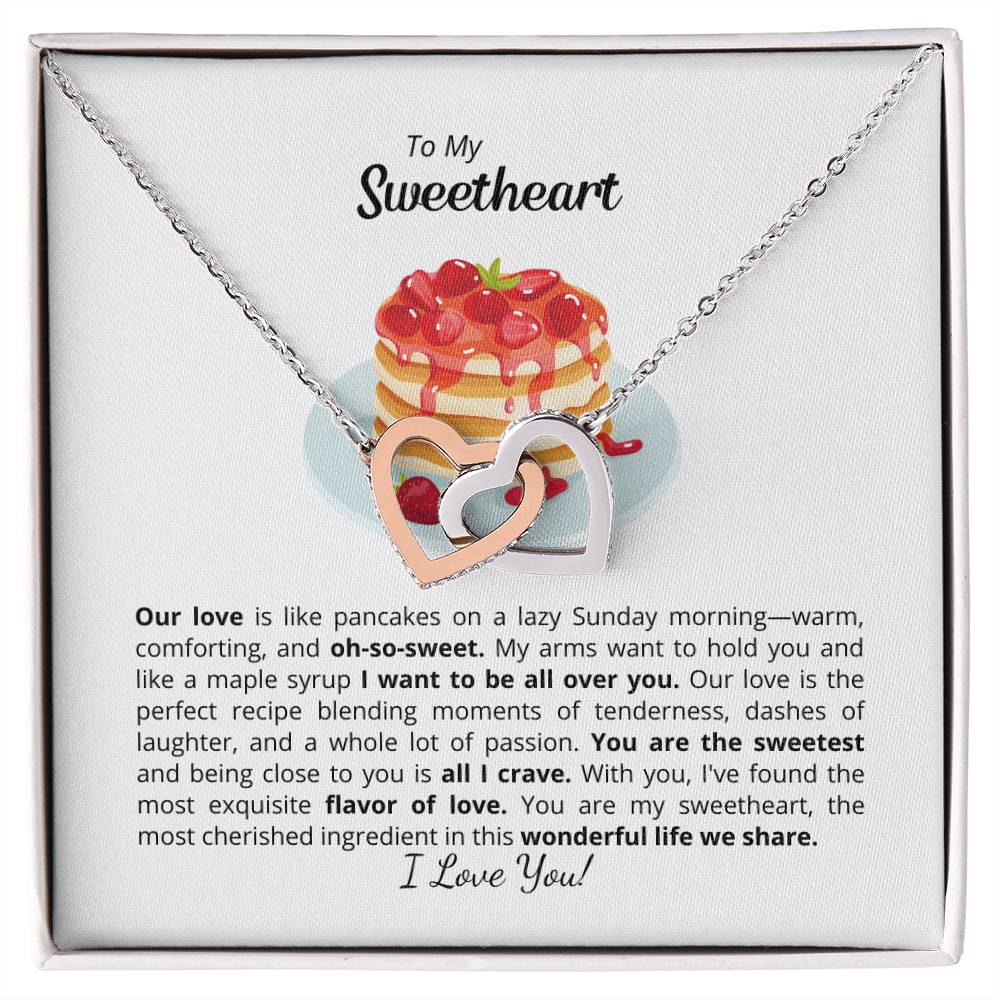 To My Sweet Sweetheart - Interlocking Hearts Necklace - Add your personalized Message