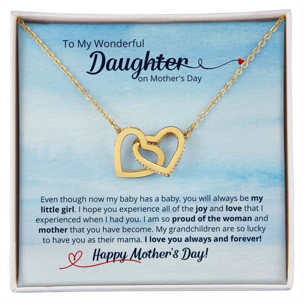 To My Wonderful Daughter - Interlocking Hearts Necklace