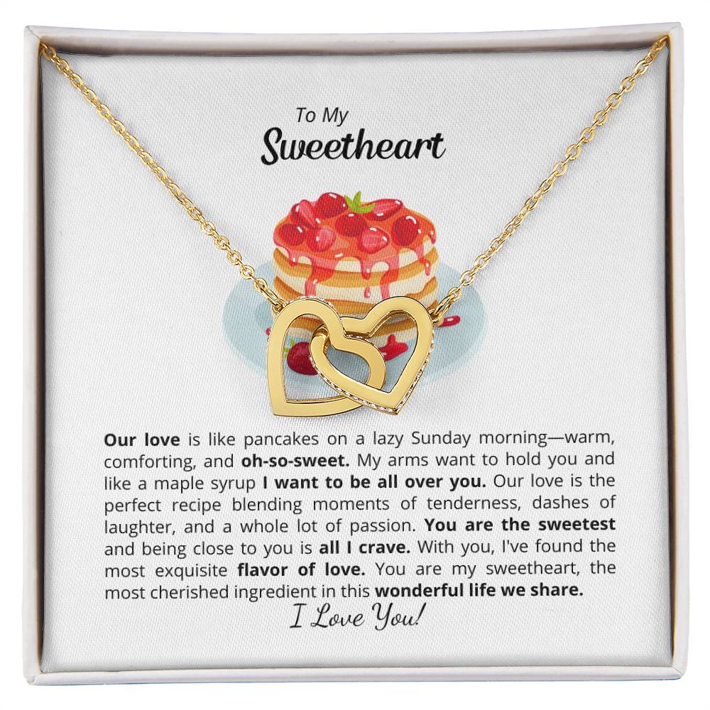 To My Sweet Sweetheart - Interlocking Hearts Necklace - Add your personalized Message