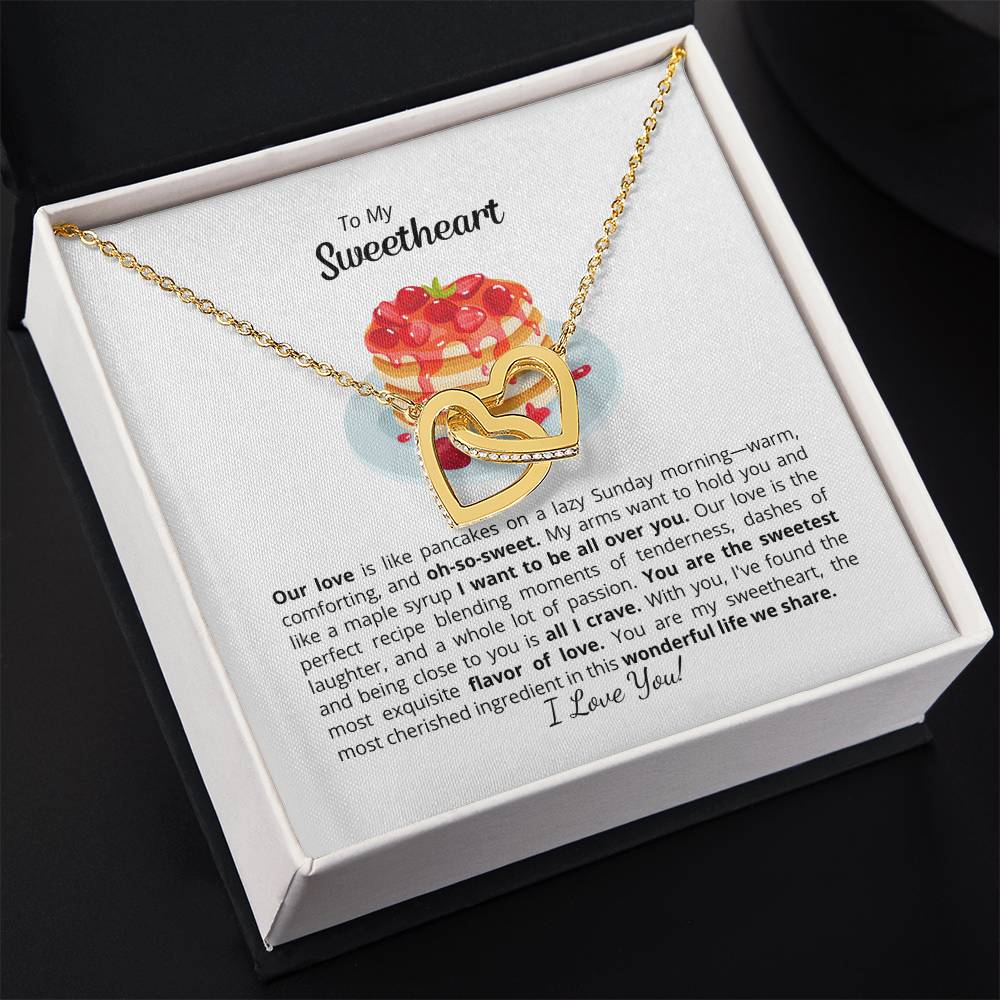 To My Sweet Sweetheart - Interlocking Hearts Necklace - Add your personalized Message