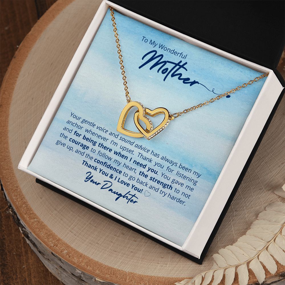 To My Wonderful Mother - Interlocking Heart Necklace 💞