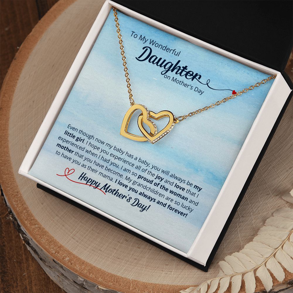 To My Wonderful Daughter - Interlocking Hearts Necklace