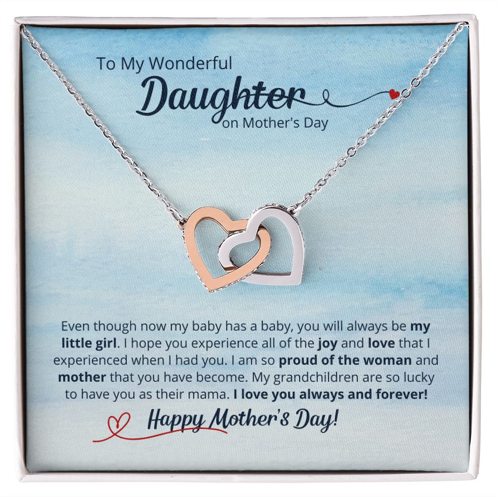 To My Wonderful Daughter - Interlocking Hearts Necklace