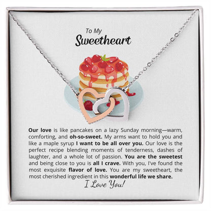 To My Sweet Sweetheart - Interlocking Hearts Necklace - Add your personalized Message