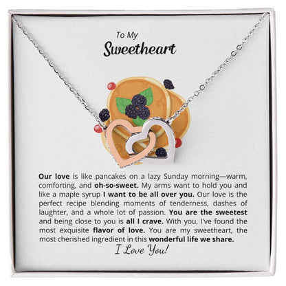 To My Sweetheart - Interlocking Heart Necklace - Add your personalized message