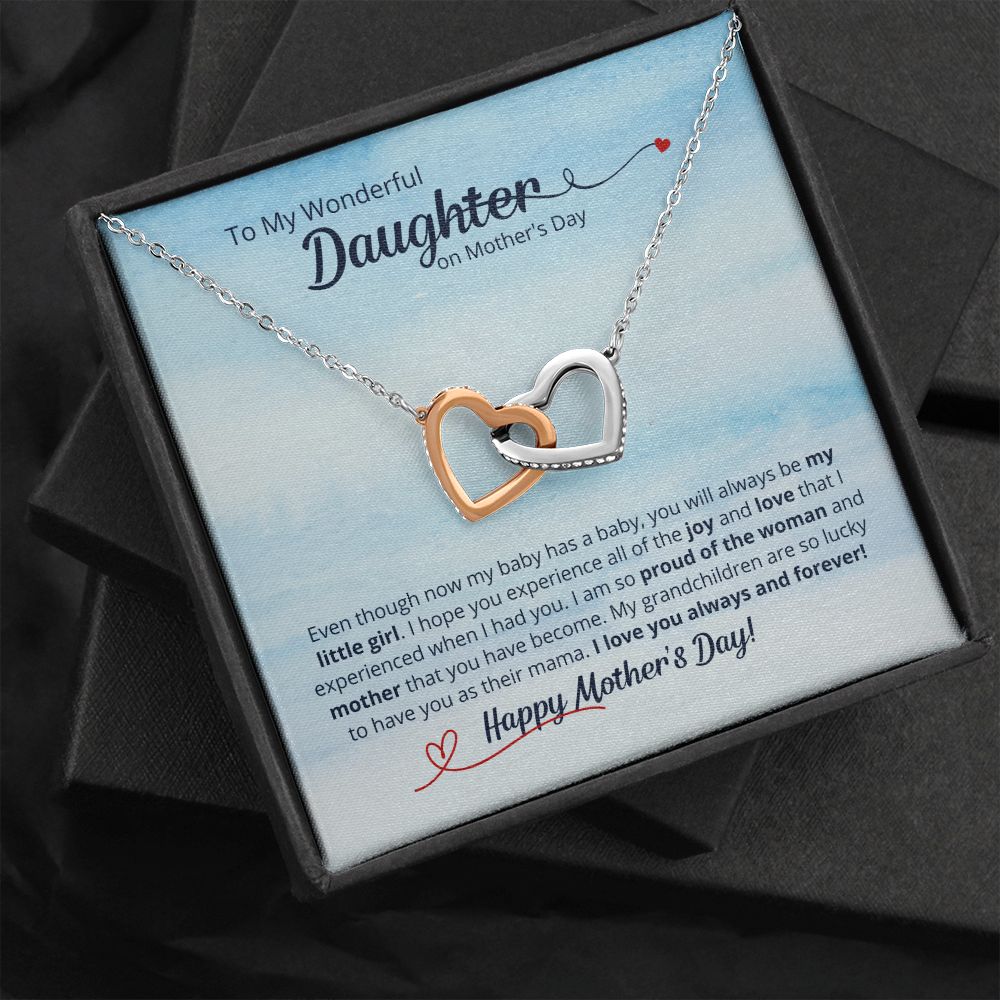 To My Wonderful Daughter - Interlocking Hearts Necklace