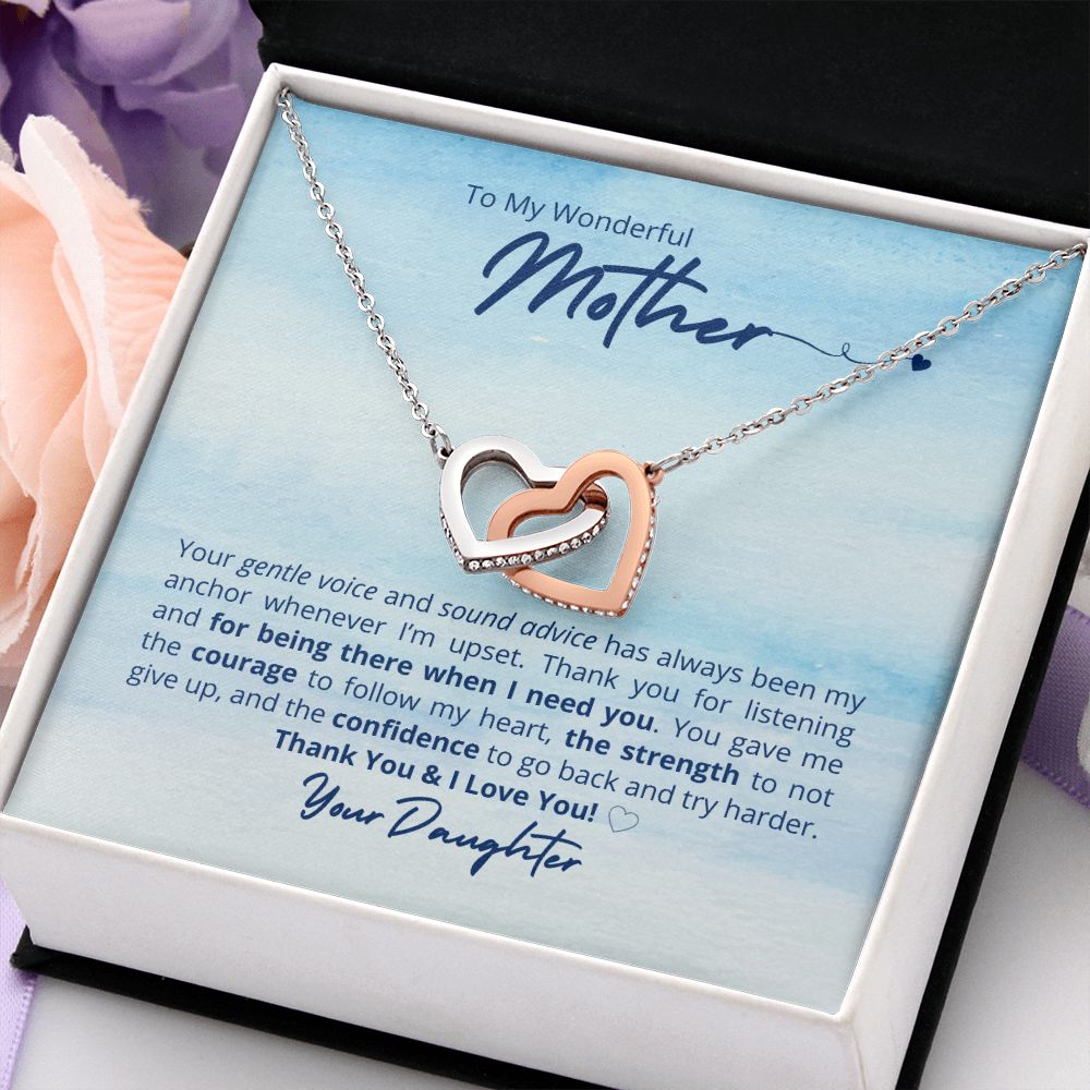 To My Wonderful Mother - Interlocking Heart Necklace 💞