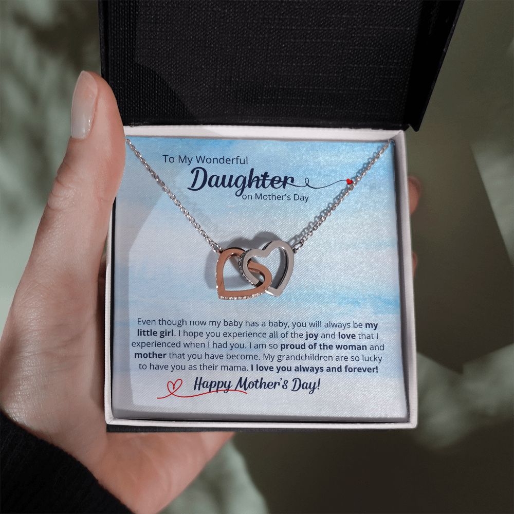 To My Wonderful Daughter - Interlocking Hearts Necklace