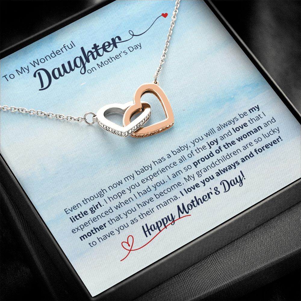 To My Wonderful Daughter - Interlocking Hearts Necklace