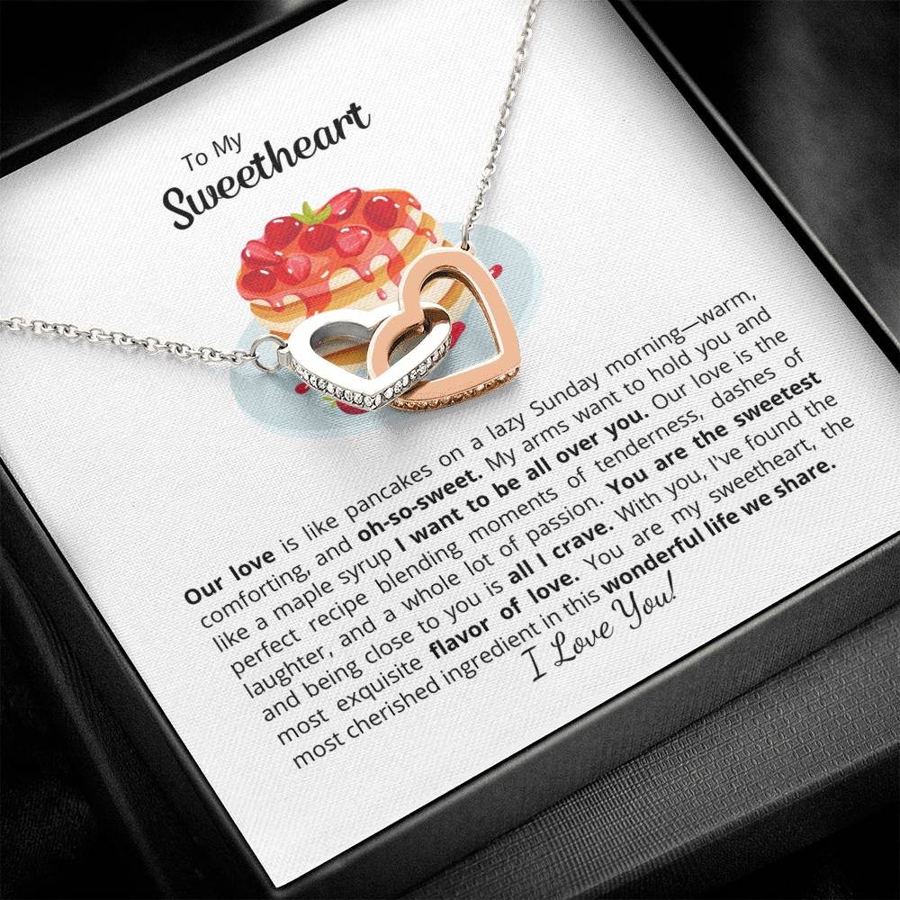 To My Sweet Sweetheart - Interlocking Hearts Necklace - Add your personalized Message