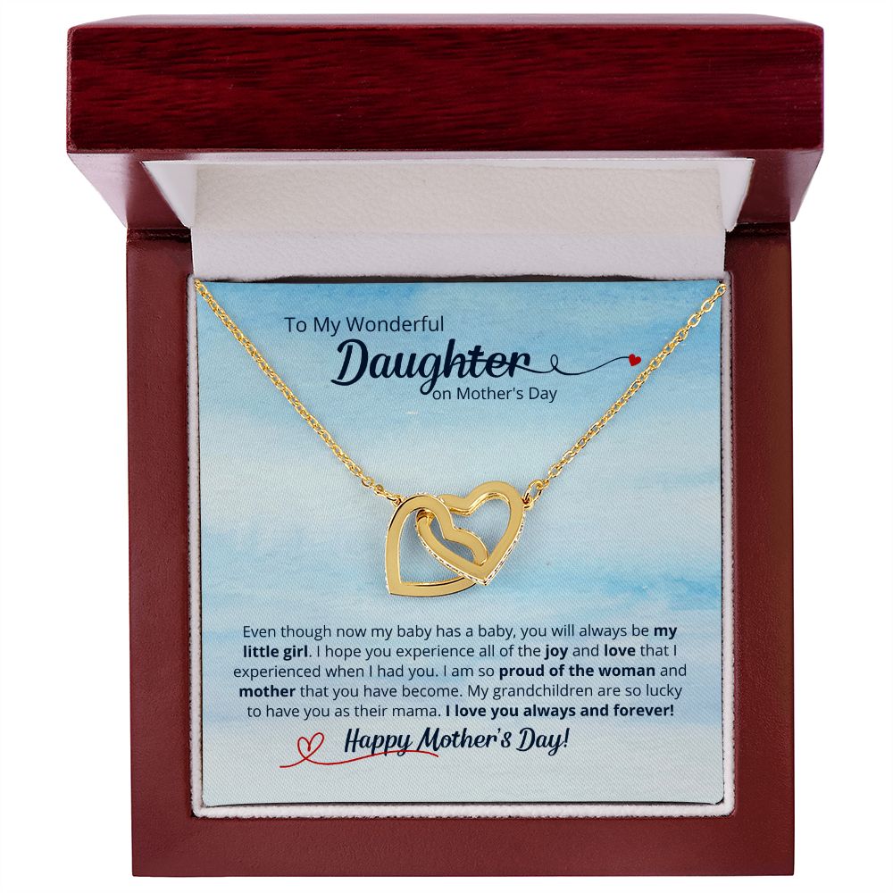 To My Wonderful Daughter - Interlocking Hearts Necklace