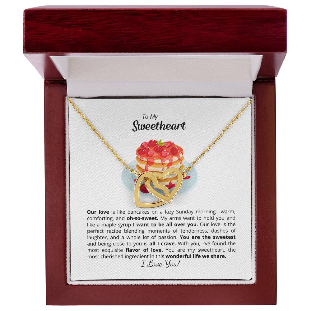 To My Sweet Sweetheart - Interlocking Hearts Necklace - Add your personalized Message