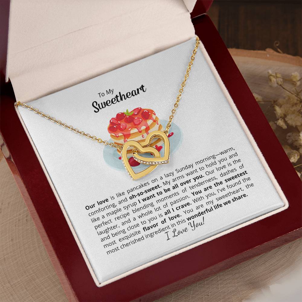 To My Sweet Sweetheart - Interlocking Hearts Necklace - Add your personalized Message