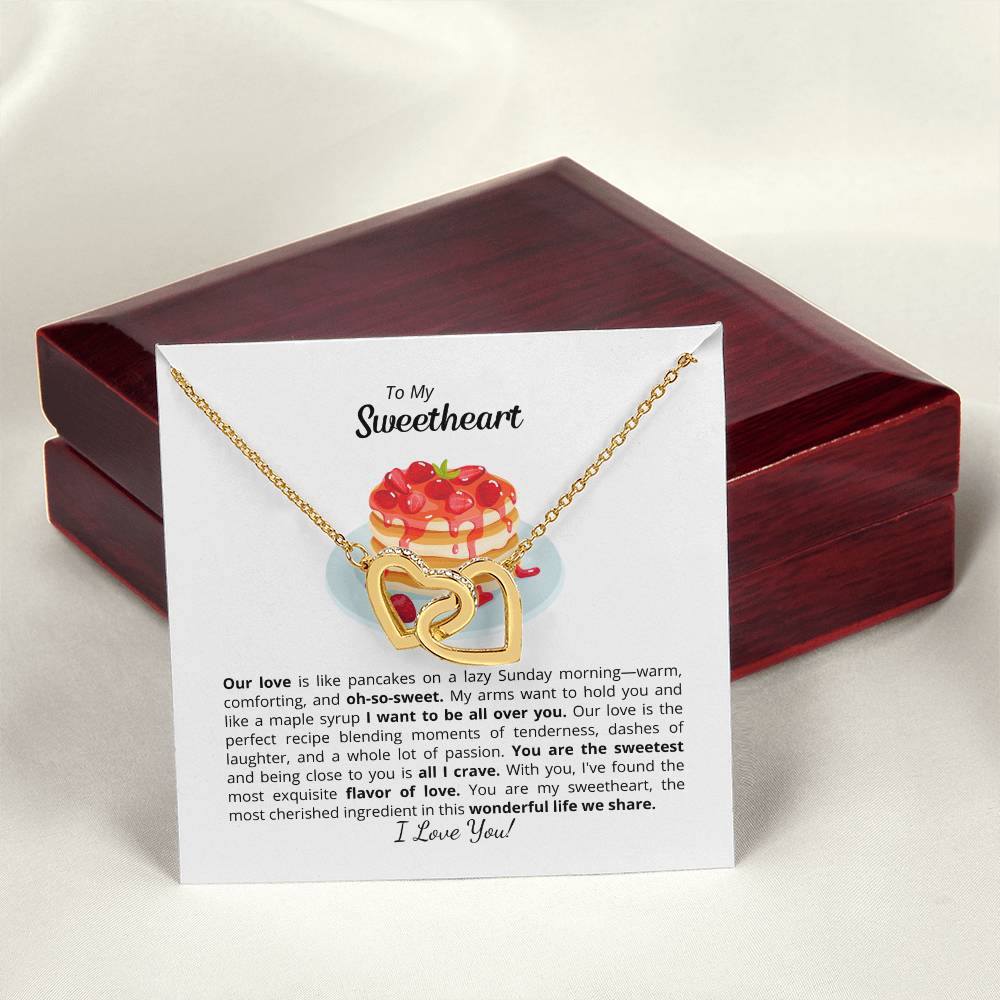 To My Sweet Sweetheart - Interlocking Hearts Necklace - Add your personalized Message