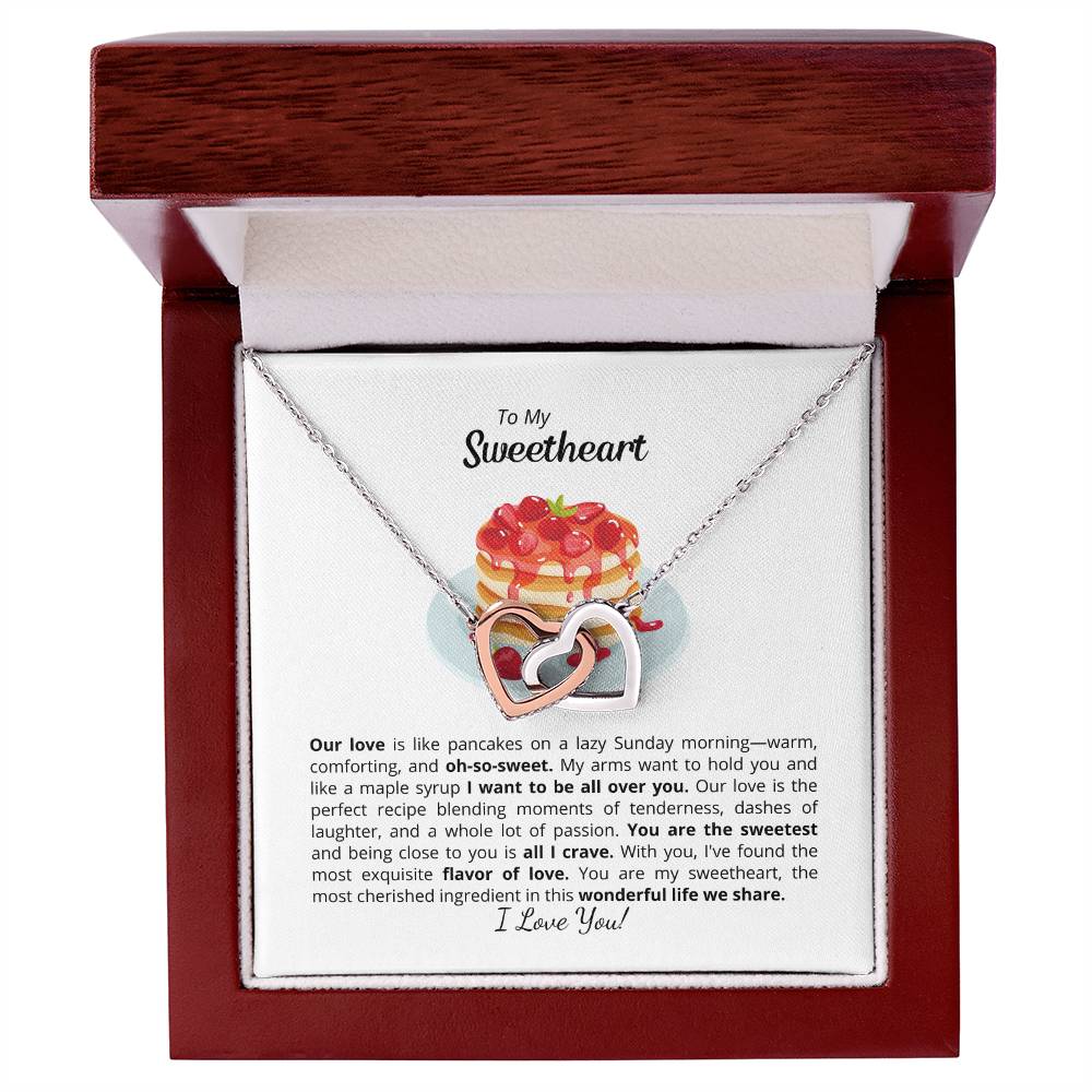 To My Sweet Sweetheart - Interlocking Hearts Necklace - Add your personalized Message