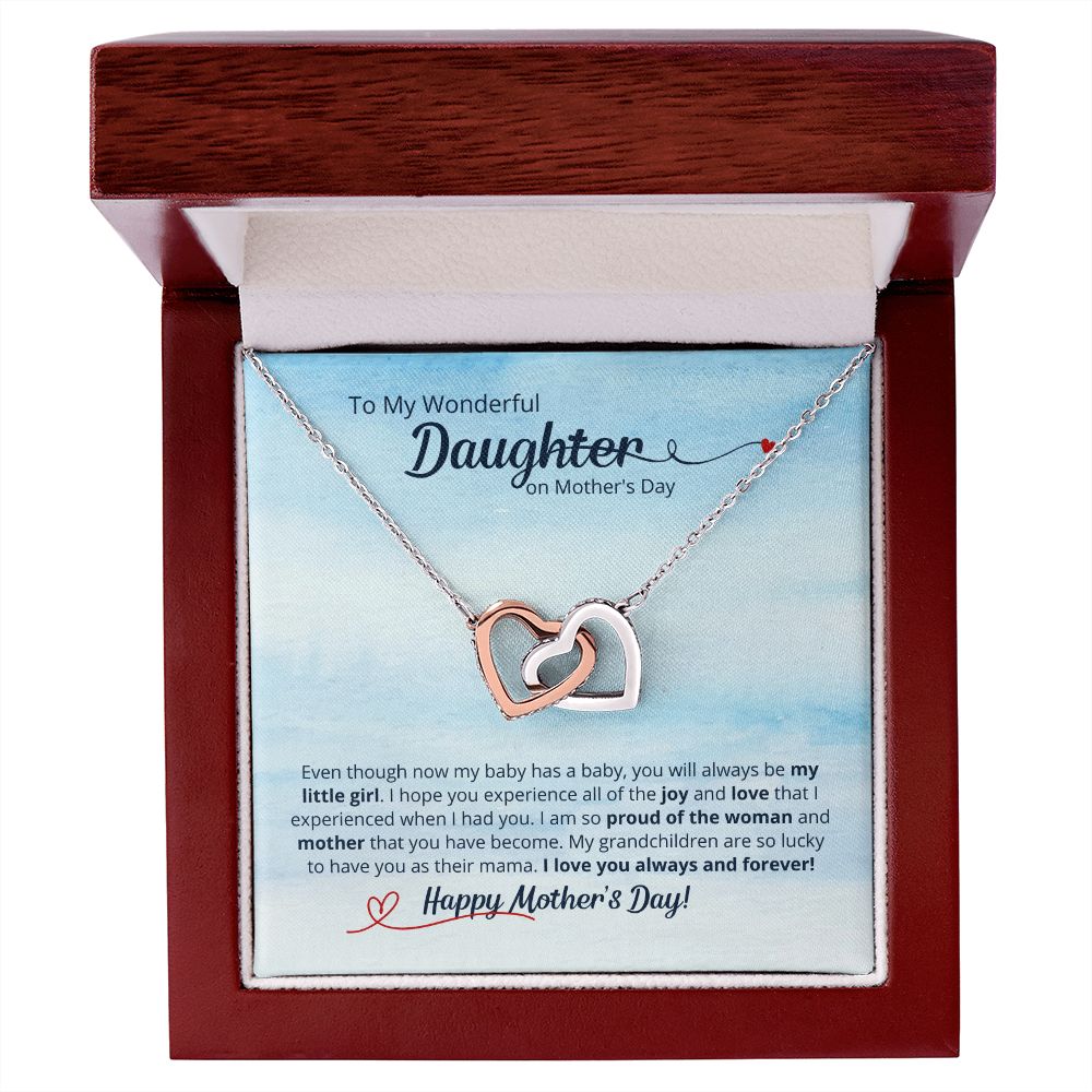 To My Wonderful Daughter - Interlocking Hearts Necklace