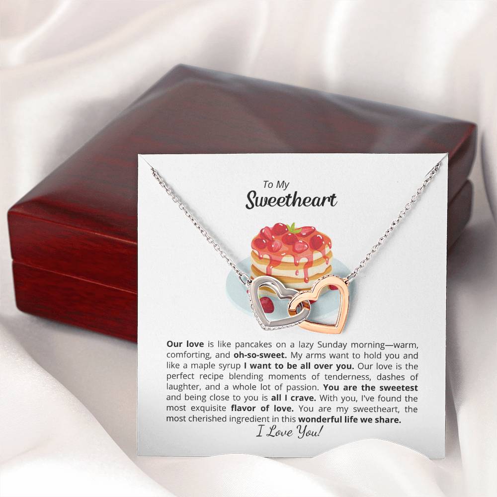 To My Sweet Sweetheart - Interlocking Hearts Necklace - Add your personalized Message