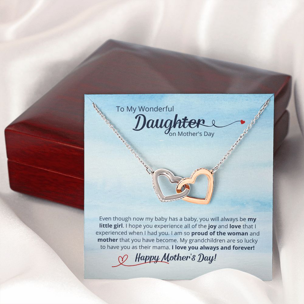 To My Wonderful Daughter - Interlocking Hearts Necklace