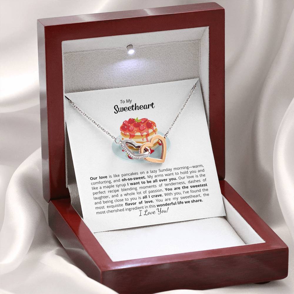 To My Sweet Sweetheart - Interlocking Hearts Necklace - Add your personalized Message