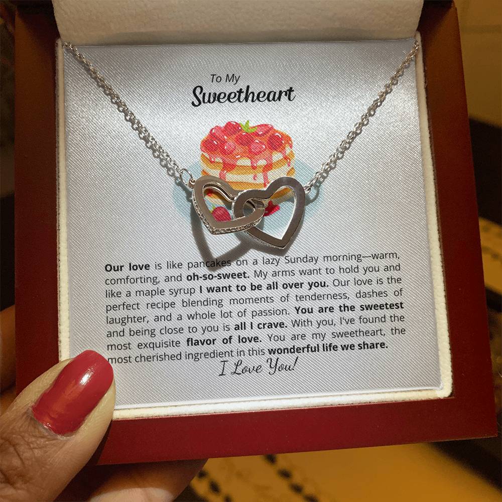 To My Sweet Sweetheart - Interlocking Hearts Necklace - Add your personalized Message