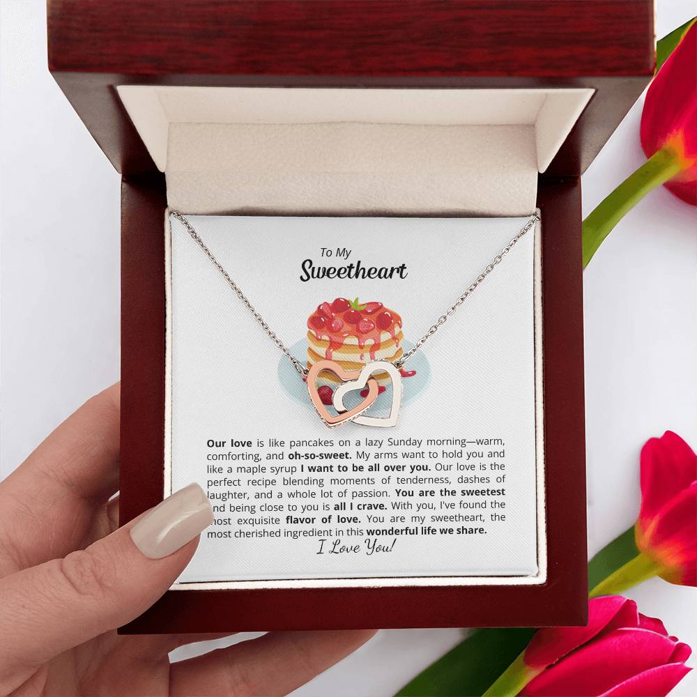 To My Sweet Sweetheart - Interlocking Hearts Necklace - Add your personalized Message