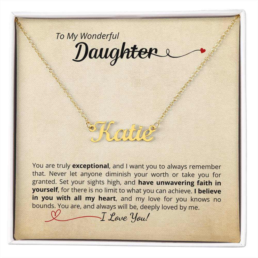 I Believe In You - Beautiful name necklace with personalized message