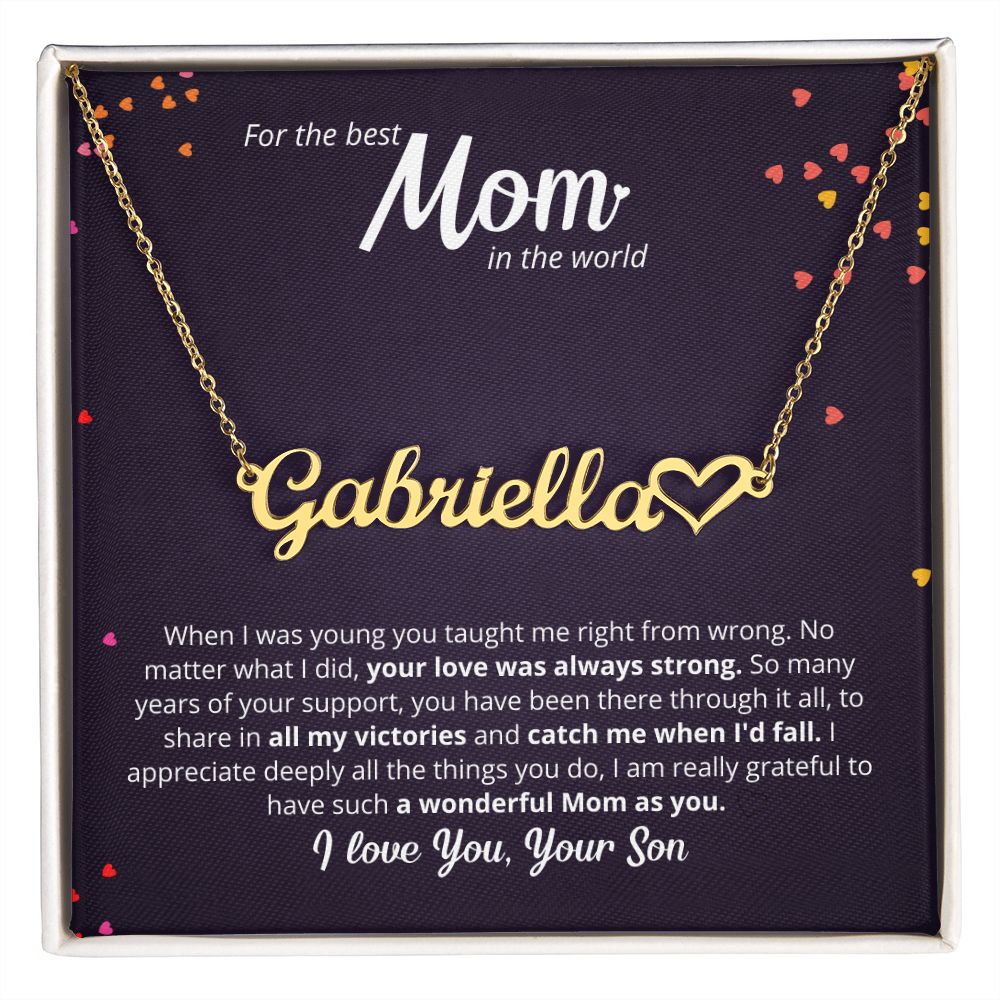 For The Best Mom In The World - From Son - Custom Name Necklace!