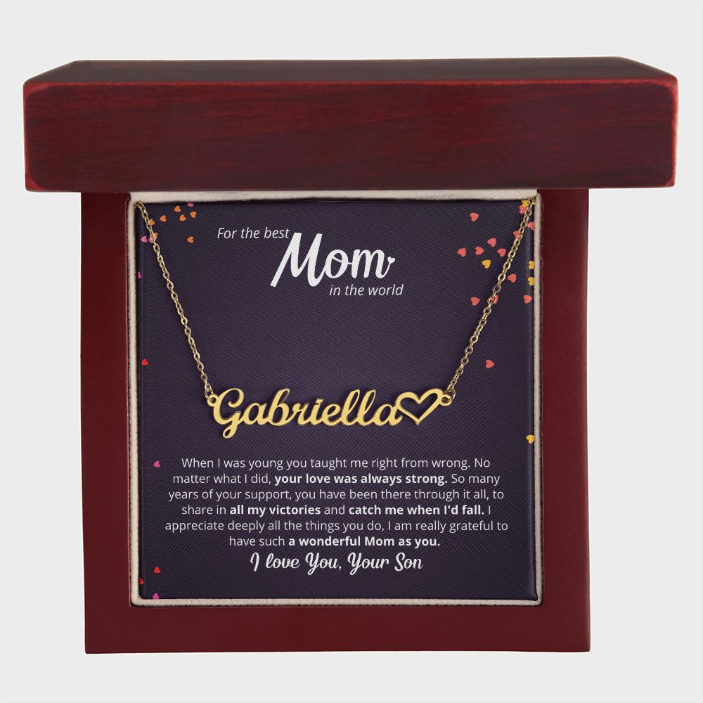 For The Best Mom In The World - From Son - Custom Name Necklace!