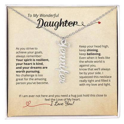 To My Daughter - Beautiful name necklace with your personalized message!