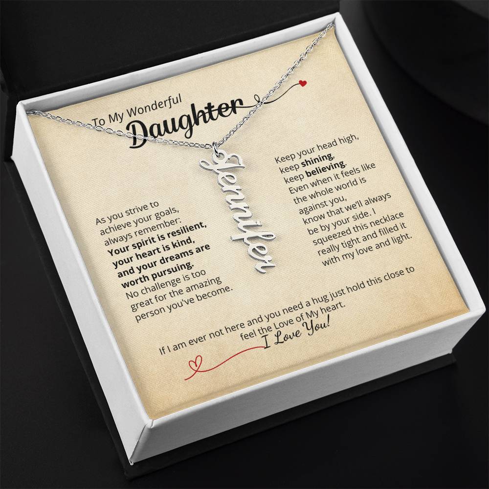 To My Daughter - Beautiful name necklace with your personalized message!