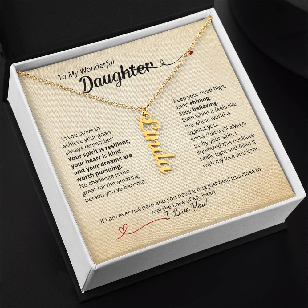 To My Daughter - Beautiful name necklace with your personalized message!