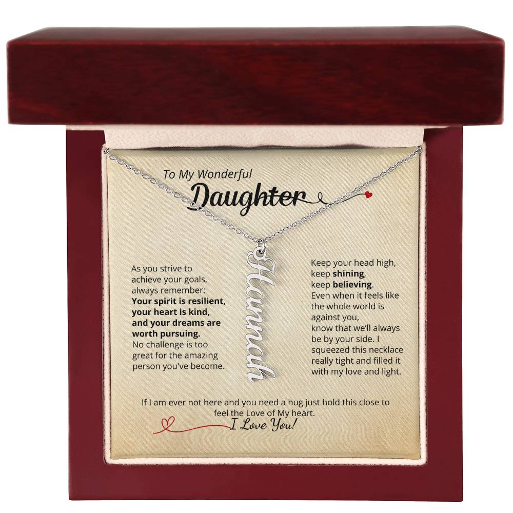 To My Daughter - Beautiful name necklace with your personalized message!