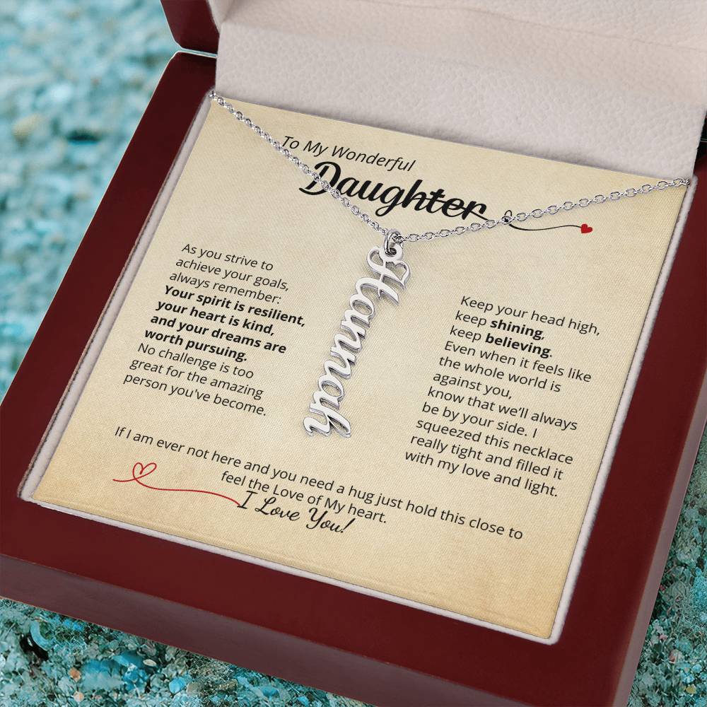 To My Daughter - Beautiful name necklace with your personalized message!