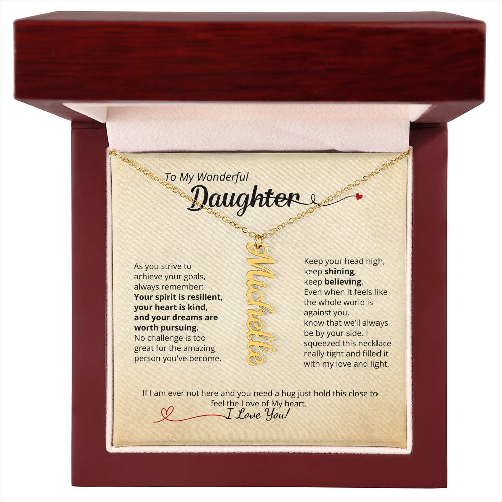 To My Daughter - Beautiful name necklace with your personalized message!