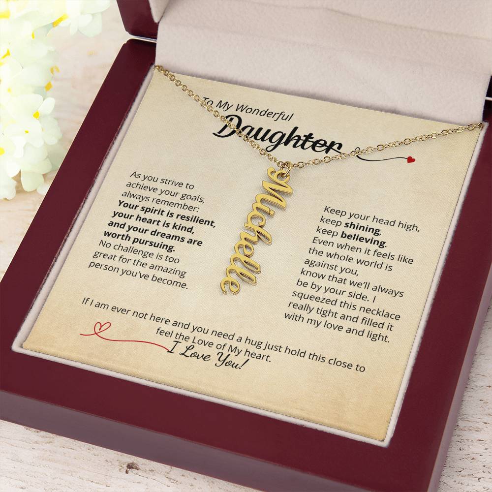 To My Daughter - Beautiful name necklace with your personalized message!