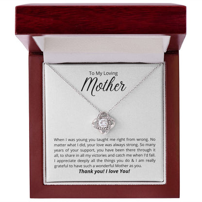To My Loving Mother - Love Knot Necklace - I am really grateful to have you!