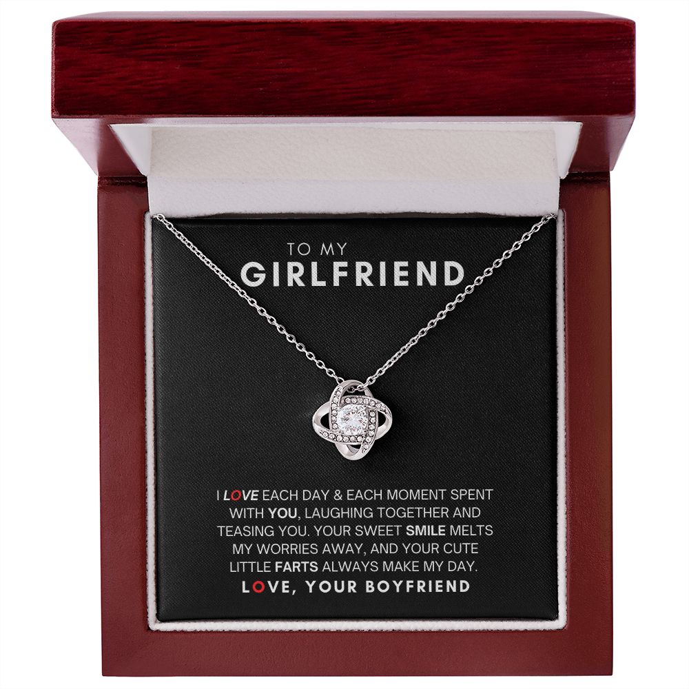 To My Girlfriend - Love Knot Necklace - Your Sweet Smile Melts My Worries Away!
