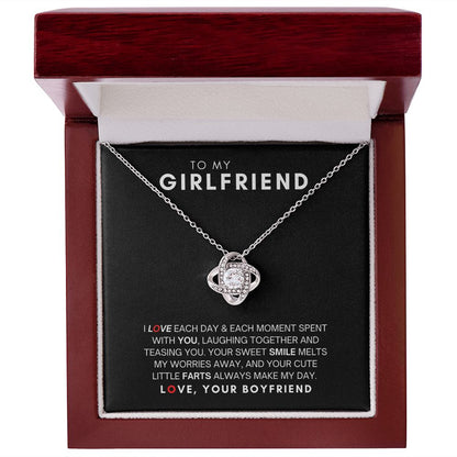 To My Girlfriend - Love Knot Necklace - Your Sweet Smile Melts My Worries Away!