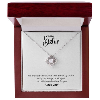 To My Sister - Love Knot Necklace - Best Friends By Choice